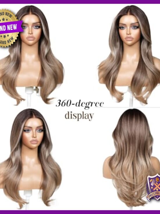 23 Inch Synthetic Lace Front Wig with Bangs Pre Plucked Pre Cut Glueless main image 4